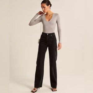 Abercrombie & Fitch Gray Bodysuit metallic sparkly bold party event size small
